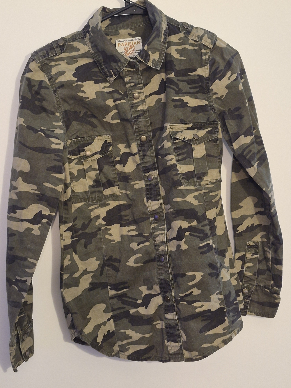 Camouflage Button-Down Shirt Jacket - Olive Green